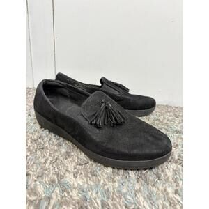 Fitflop Shoes Womens 9 Superskate Slip On Tassel Comfort Speckled Black Casual